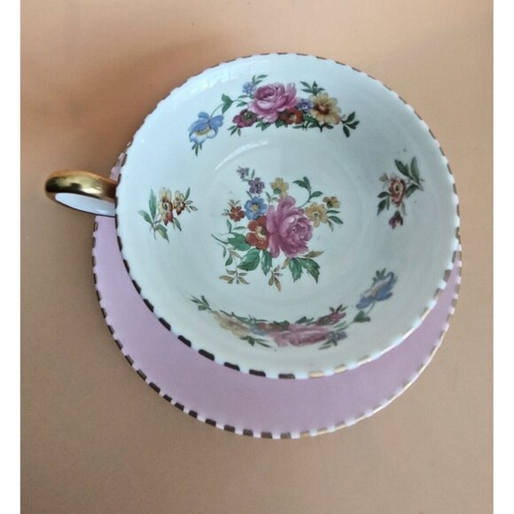 Vintage Pink Royal Chelsea Widemouth Tea Cup and saucer Pat.# 1699 1960's - Picture 4 of 11